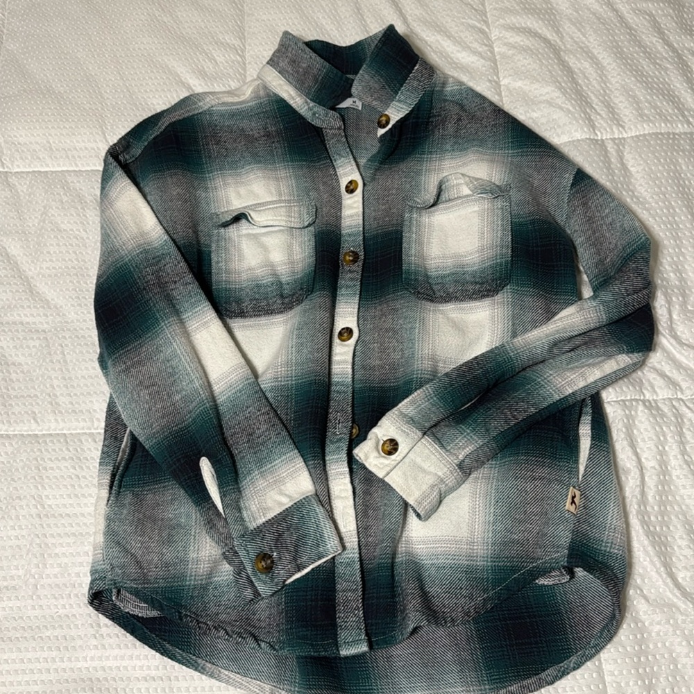 Blue flannel boyfriend fit